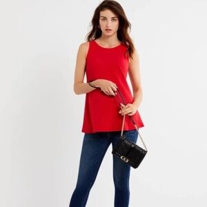 A Pea in the Pod Peplum Button Back Top-Red Medium